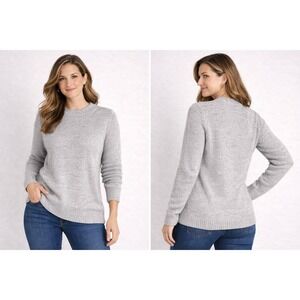 MM by My Michelle Women Sweater Large Gray Mock Neck Cozy Knit Soft Casual‎